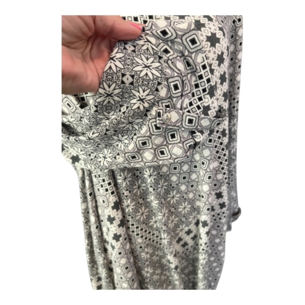 🆕 👚 NWOT CROFT & BARROW Women’s Geometric Floral 3/4 Sleeve Blouse | Size 1X - Picture 6 of 9